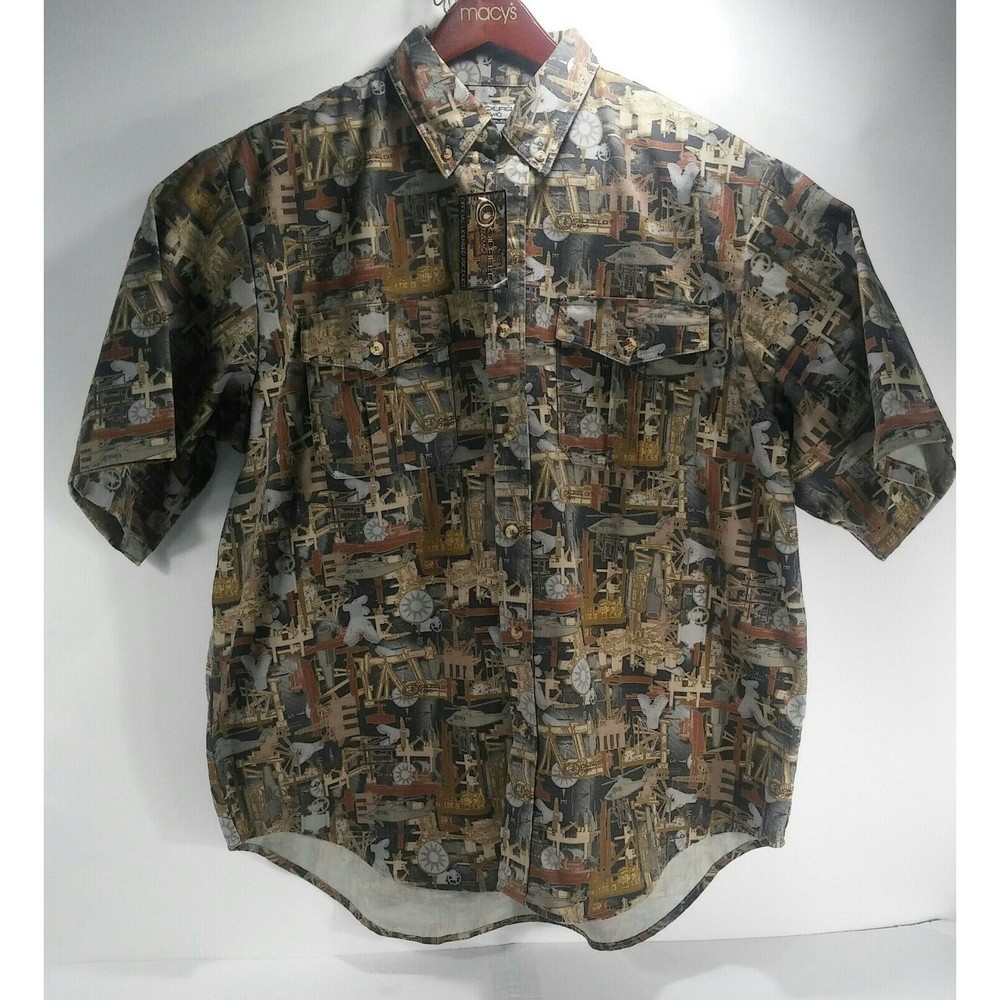 Oilfield Camo Work Shirts Size XL Short Sleeve Button Down, Big & Tall Lot of 2